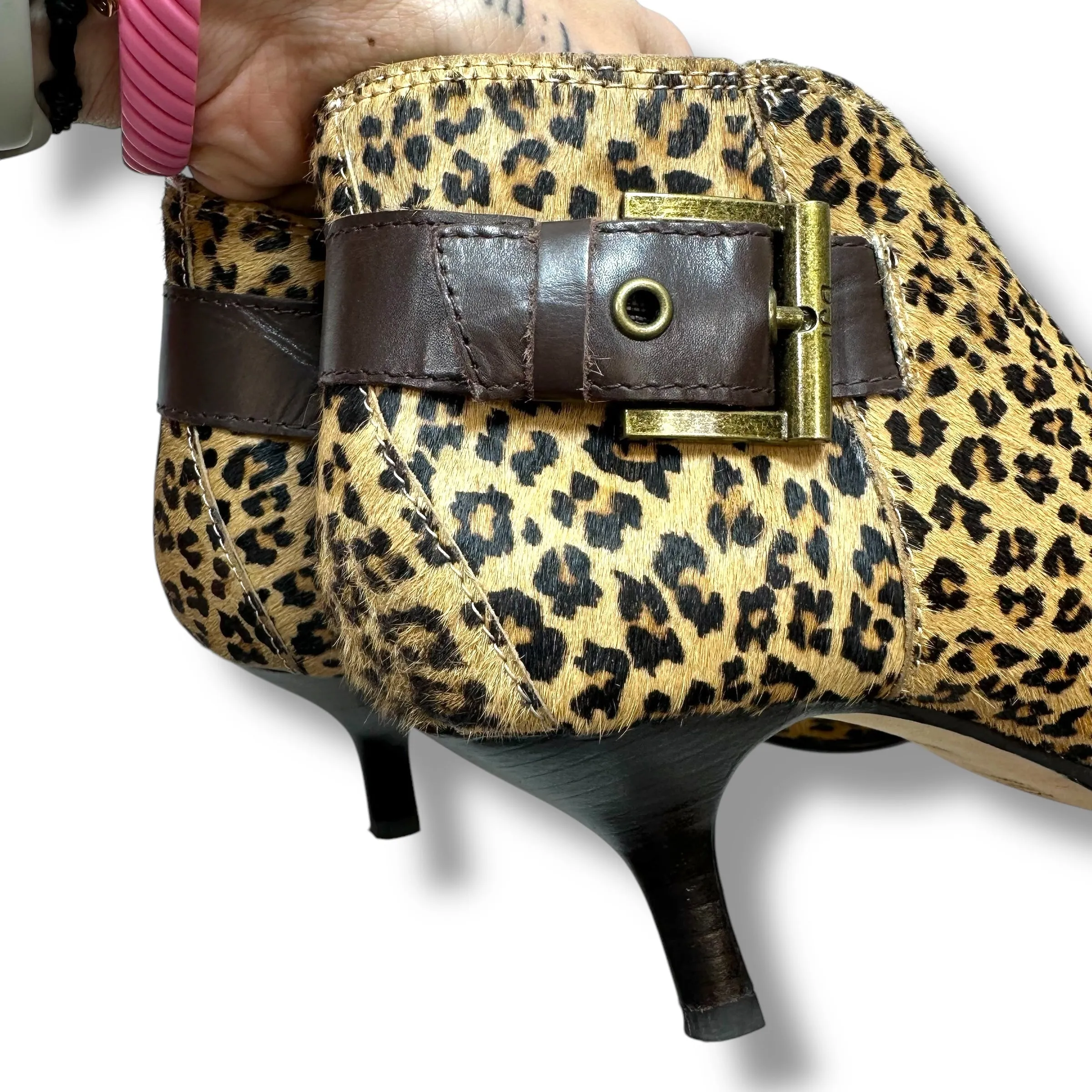 Boots Ankle Heels By Donald Pliner In Animal Print, Size: 7.5