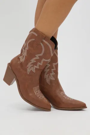 Brown Western Ankle Boots