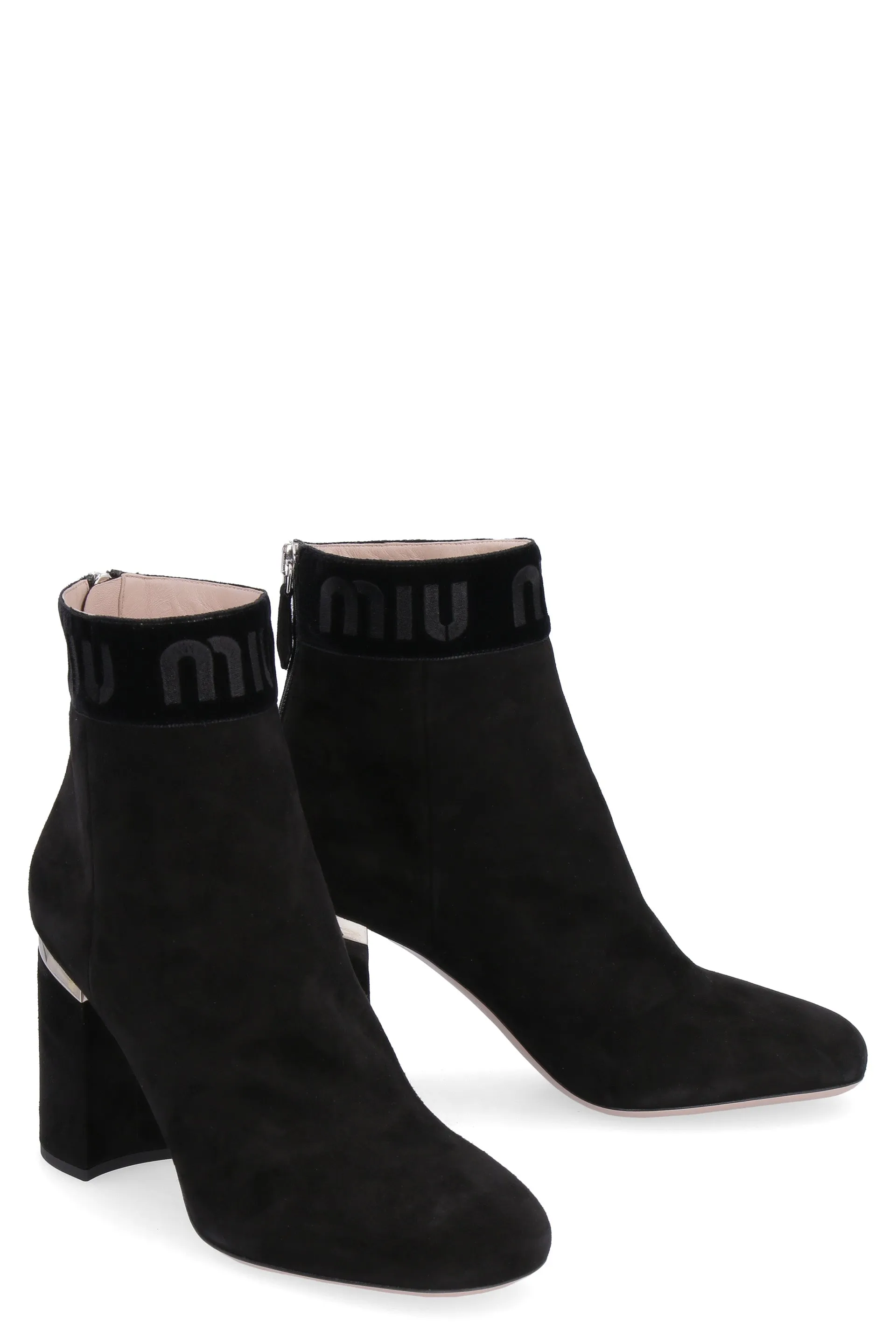 Miu Miu Logo Detailed Zipped Ankle Boots