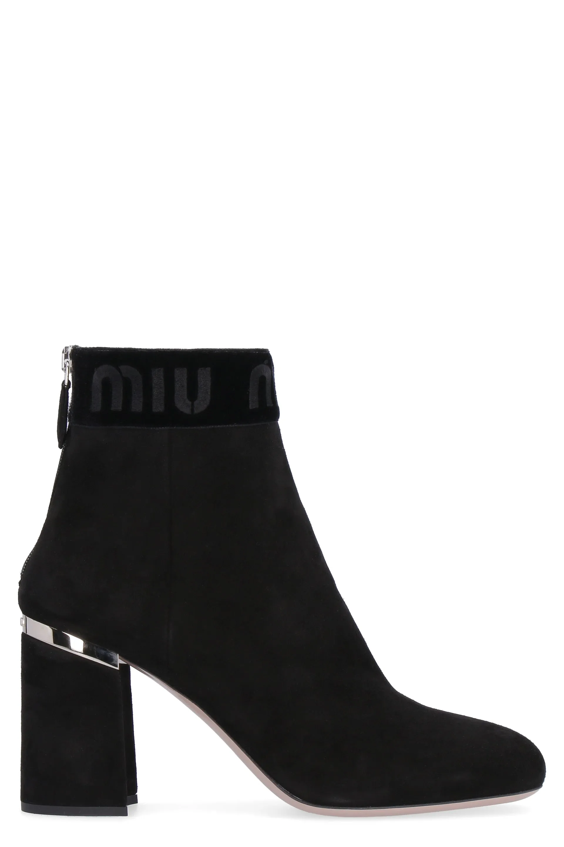 Miu Miu Logo Detailed Zipped Ankle Boots