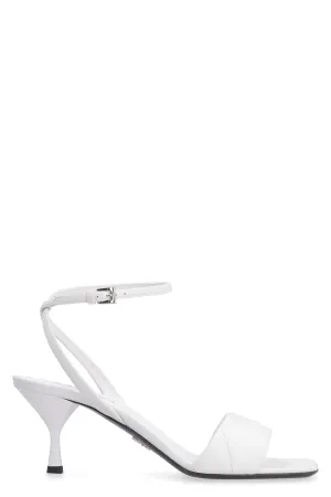 Prada Logo Embossed Ankle Strapped Sandals