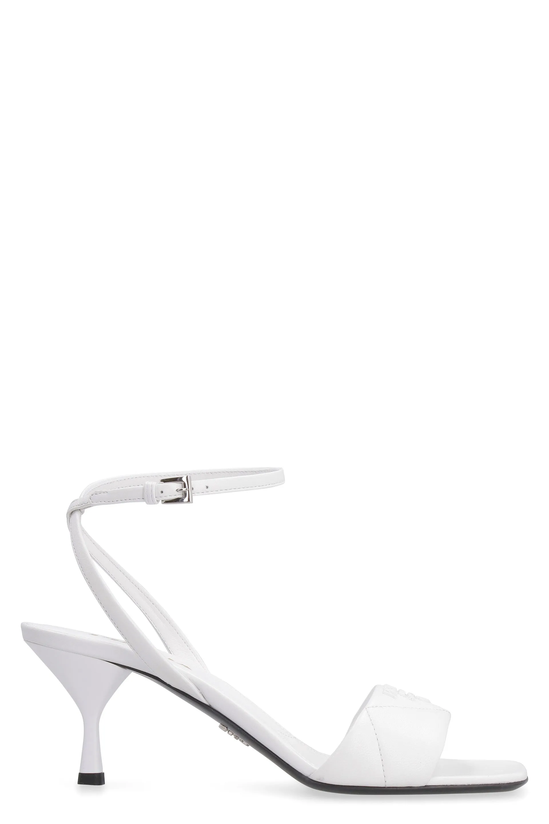 Prada Logo Embossed Ankle Strapped Sandals
