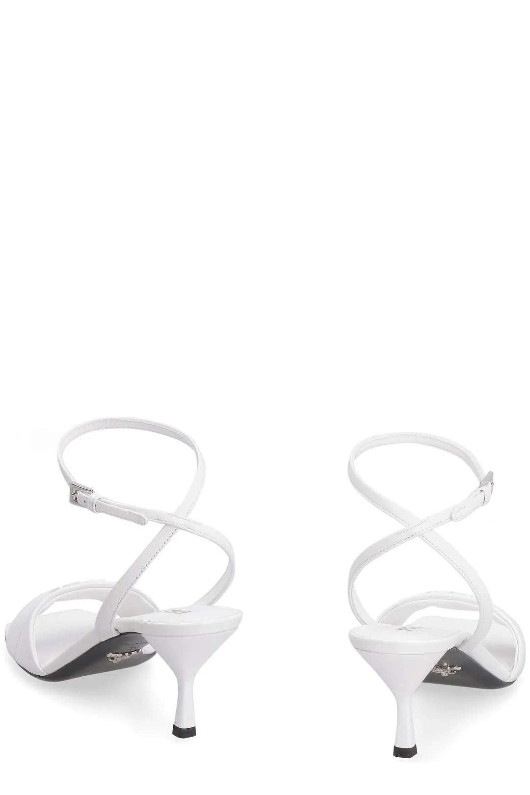 Prada Logo Embossed Ankle Strapped Sandals