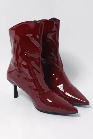 Red Kitten Heeled Ankle Boots