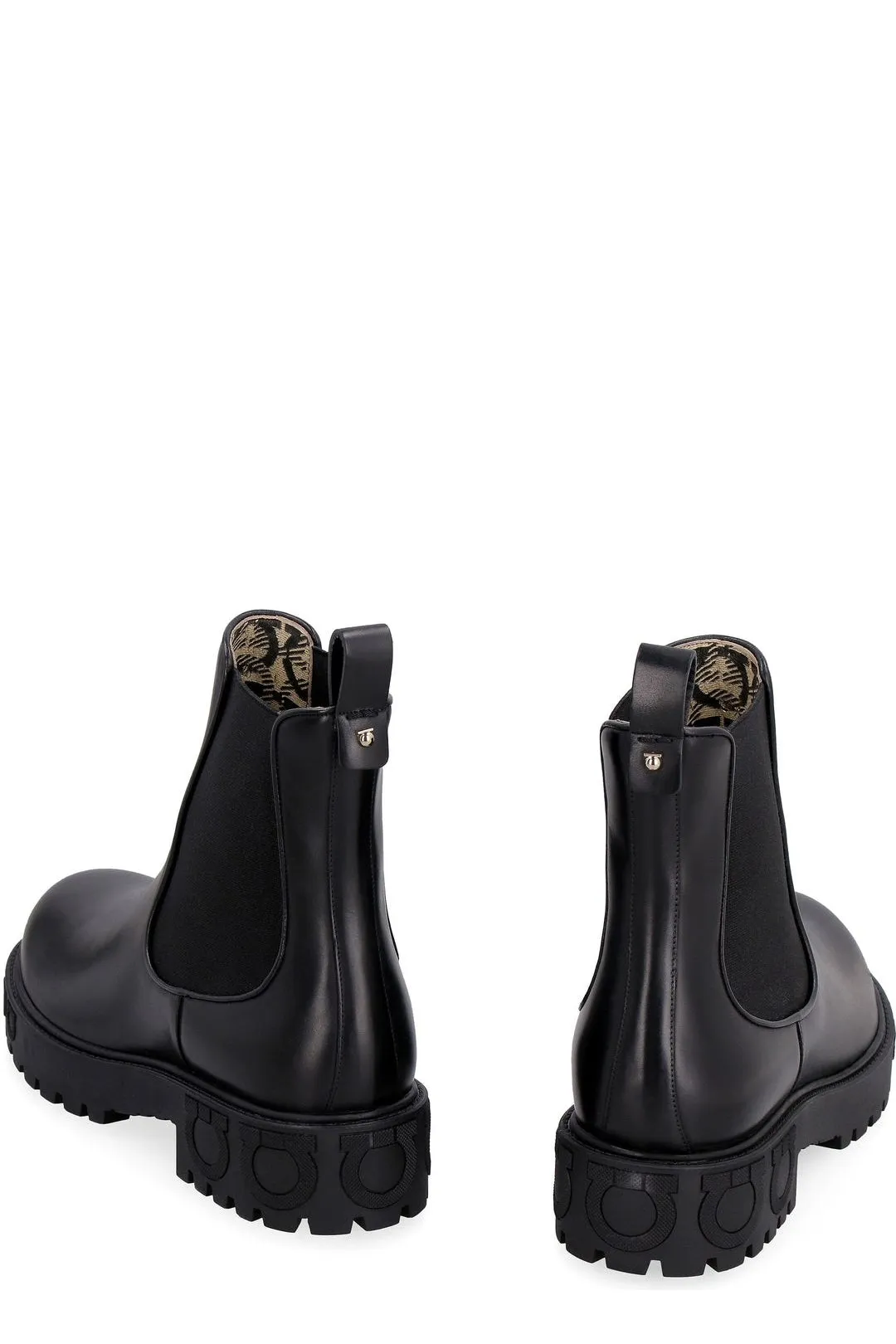Salvatore Ferragamo Gancini Detail Round Toe Ankle Boots