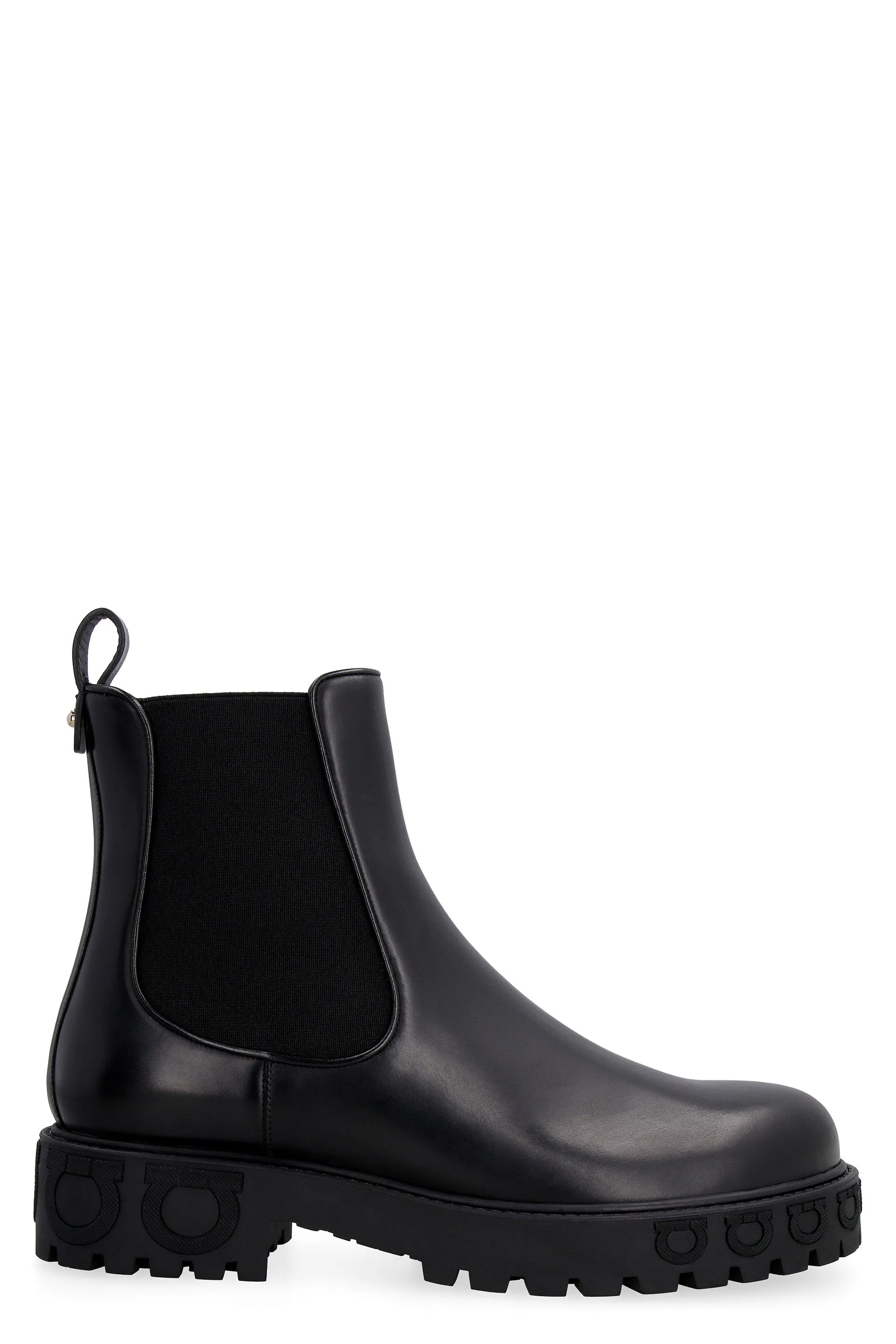 Salvatore Ferragamo Gancini Detail Round Toe Ankle Boots