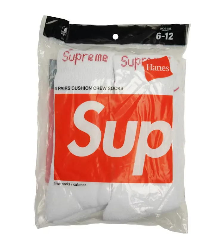 Supreme Hanes Crew Socks "White"