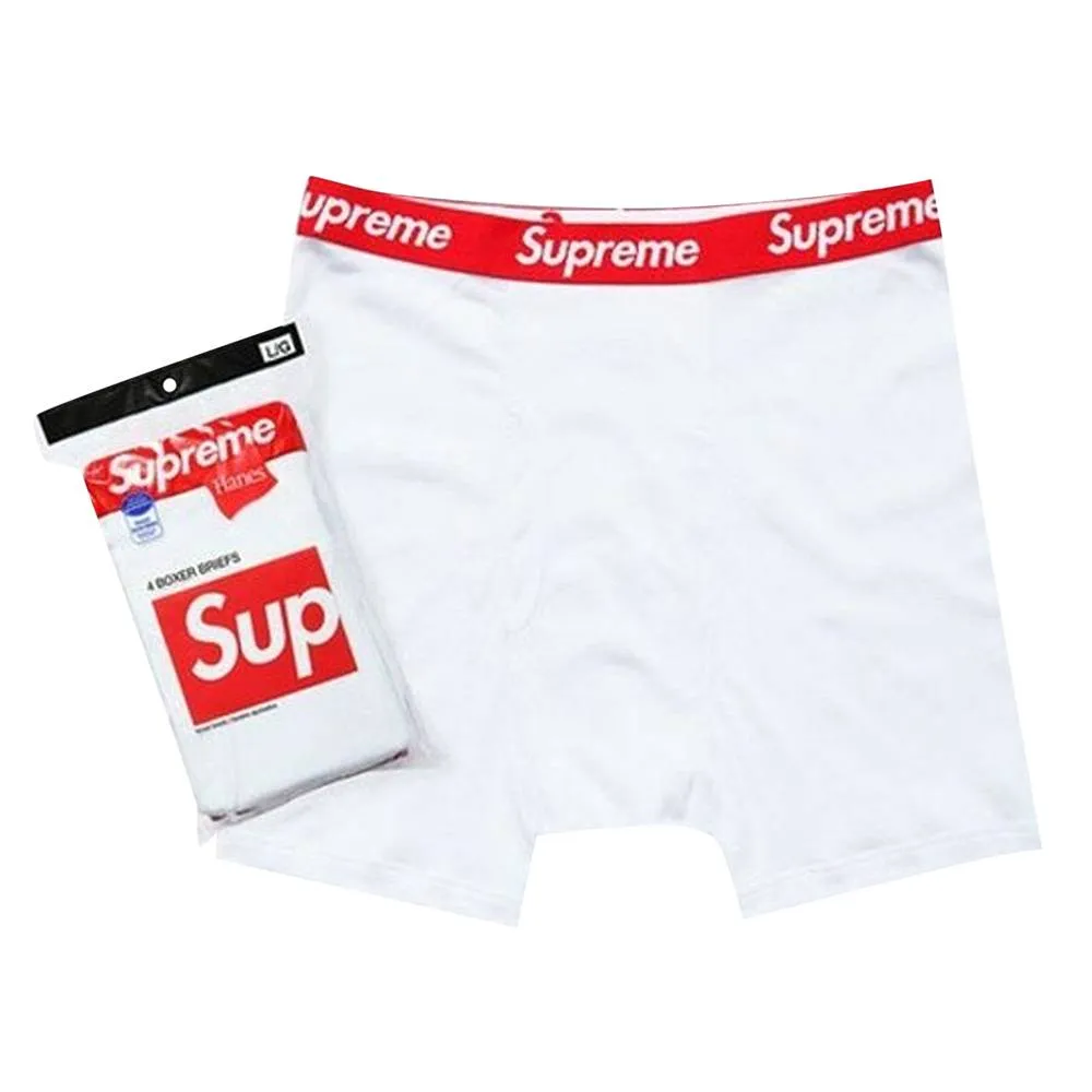Supreme Hanes Tagless Boxer Briefs "White Red"