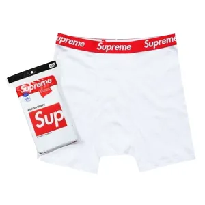 Supreme Hanes Tagless Boxer Briefs "White Red"
