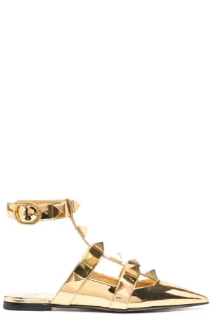 Valentino Garavani Roman Stud Ankle-Strapped Flats