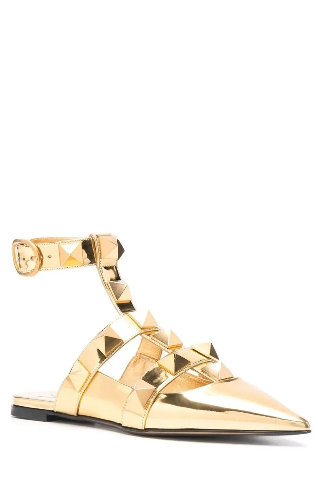 Valentino Garavani Roman Stud Ankle-Strapped Flats