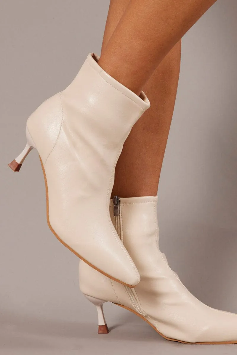White Ankle Stiletto Boots
