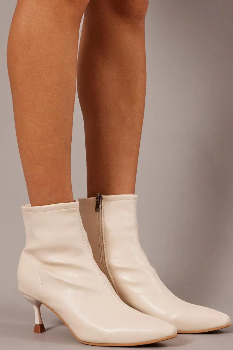 White Ankle Stiletto Boots